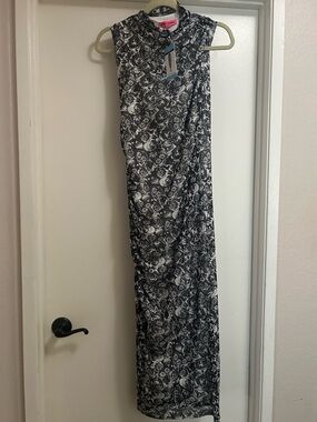 Betsey Johnson Black and White Floral Midi Dress